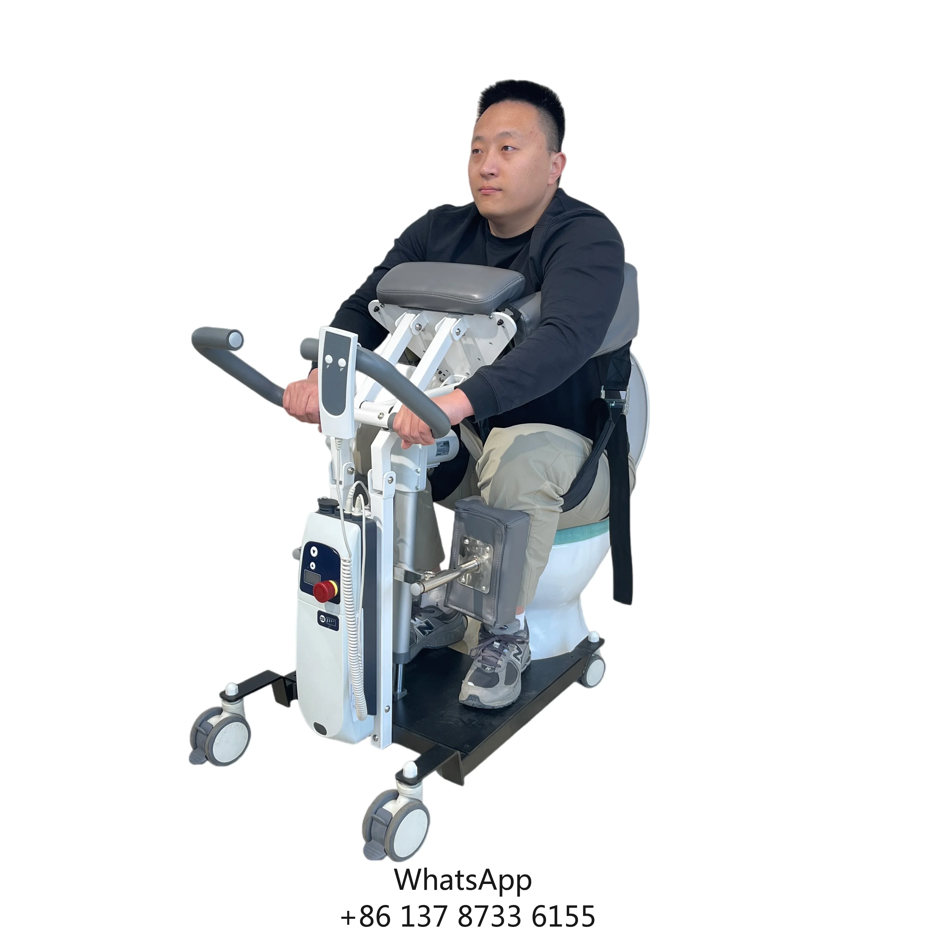 Mobile Electric Standing Transfer Wheelchair With Safety Straps, Medical Patient Lift For Bedridden Seniors Full Body SupportY