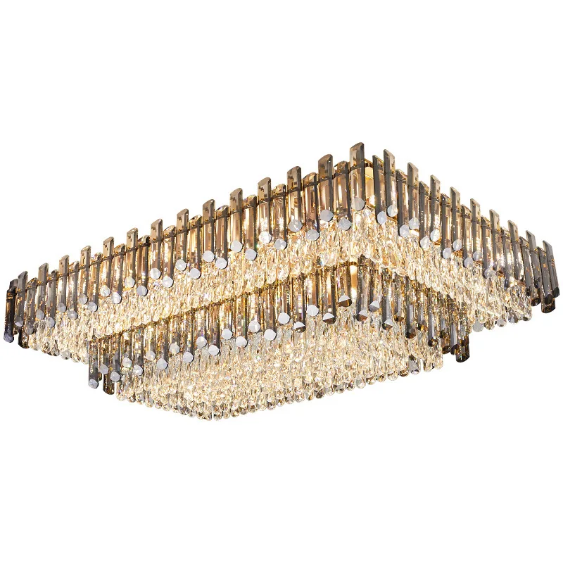 Modern Luxury Crystal Ceiling Chandelier For Living Dining Room New Design Kitchen Rectangular LED Light Luster Indoor Lighting