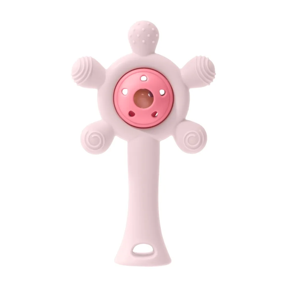Silicone Teether Developmental Infant Grab Shake Teething Ring Sensory Soft Wheels Shape Toddlers Teething Chewing