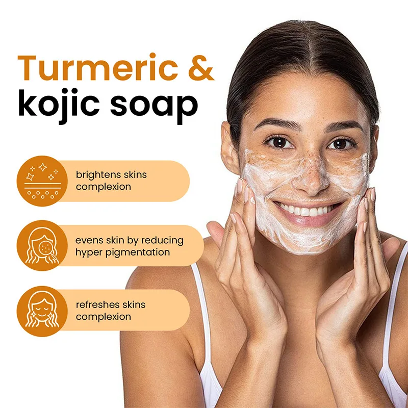 Ginger Lemon Kojic Acid Bath Soap Facial Soap Skin Care Cleaning Care Effective Cleaning Rich Foam Brighten Revitalize The Skin