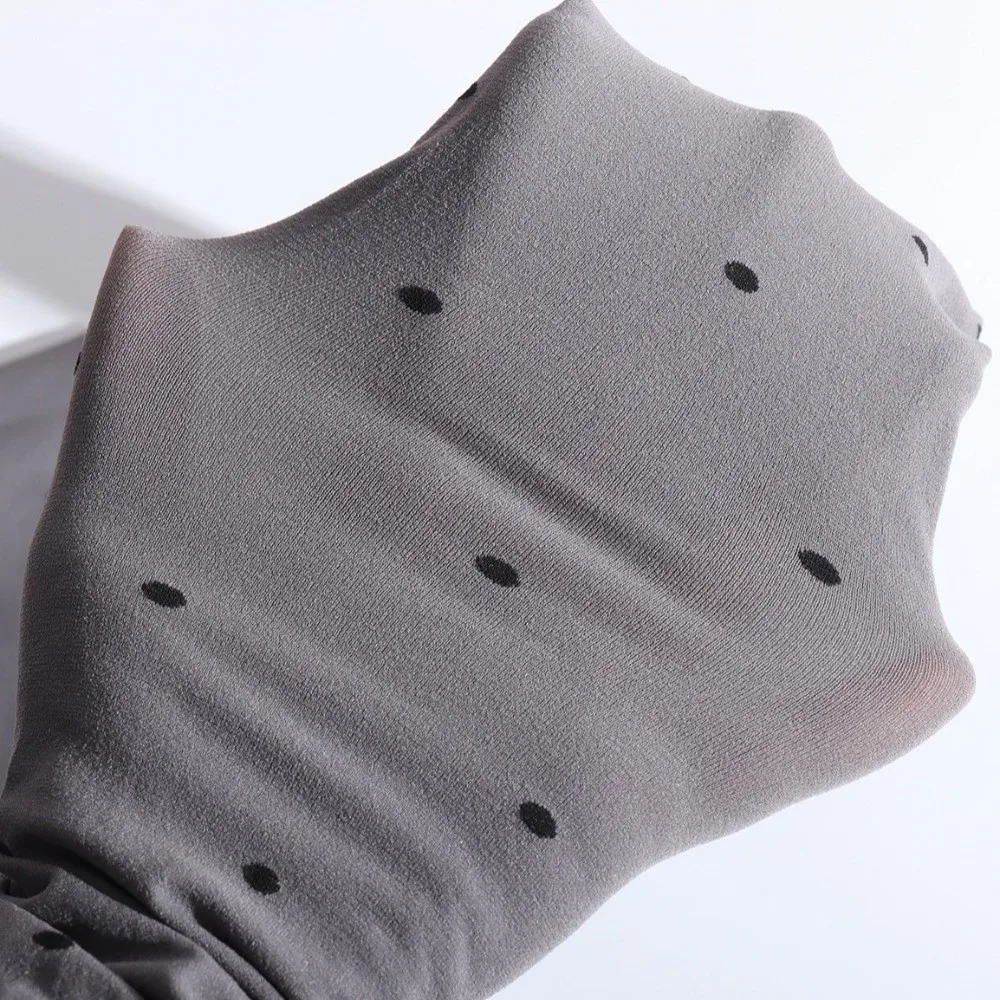 Sexy Grey Polka Dot Tights Elastic Good Stretch Pantyhose Polka Dot Heart Pattern Slim Fit Thigh High Stockings Autumn & Winter