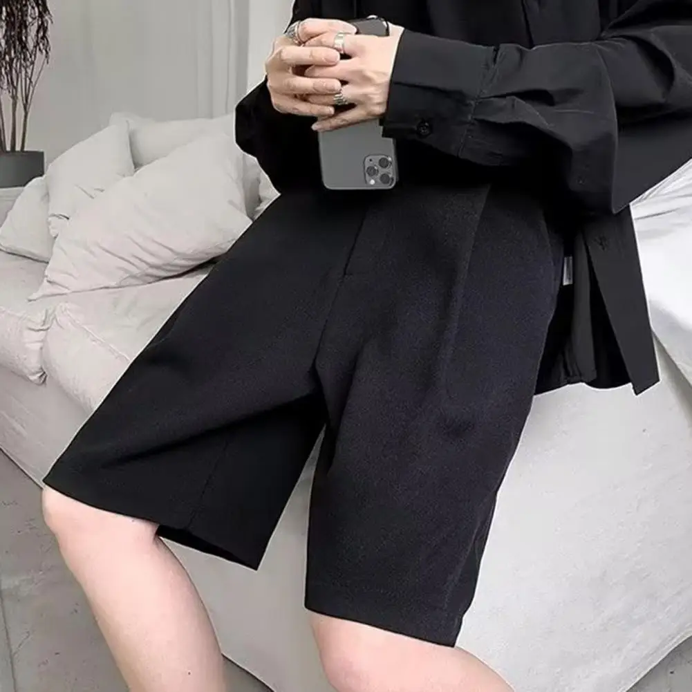 Men Summer Shorts Men's Summer Sport Shorts Ultra-thin Ice Silk Fitness Pants Mid-rise Wide Leg Button Zipper Casual Activewear