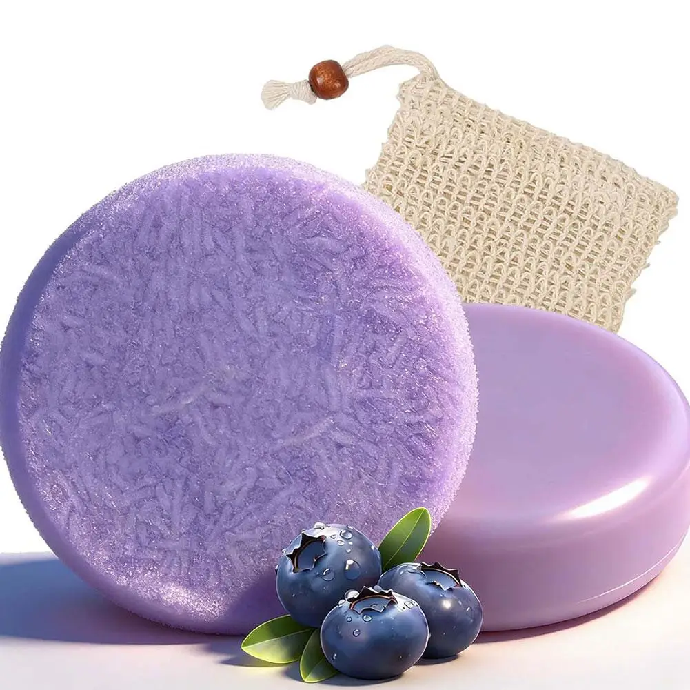 Natural Plant-Based Blueberry Shampoo Bar Essence Hair Care Soap Strengthen Hair Roots Oil Control Fluffy Solid Conditioner