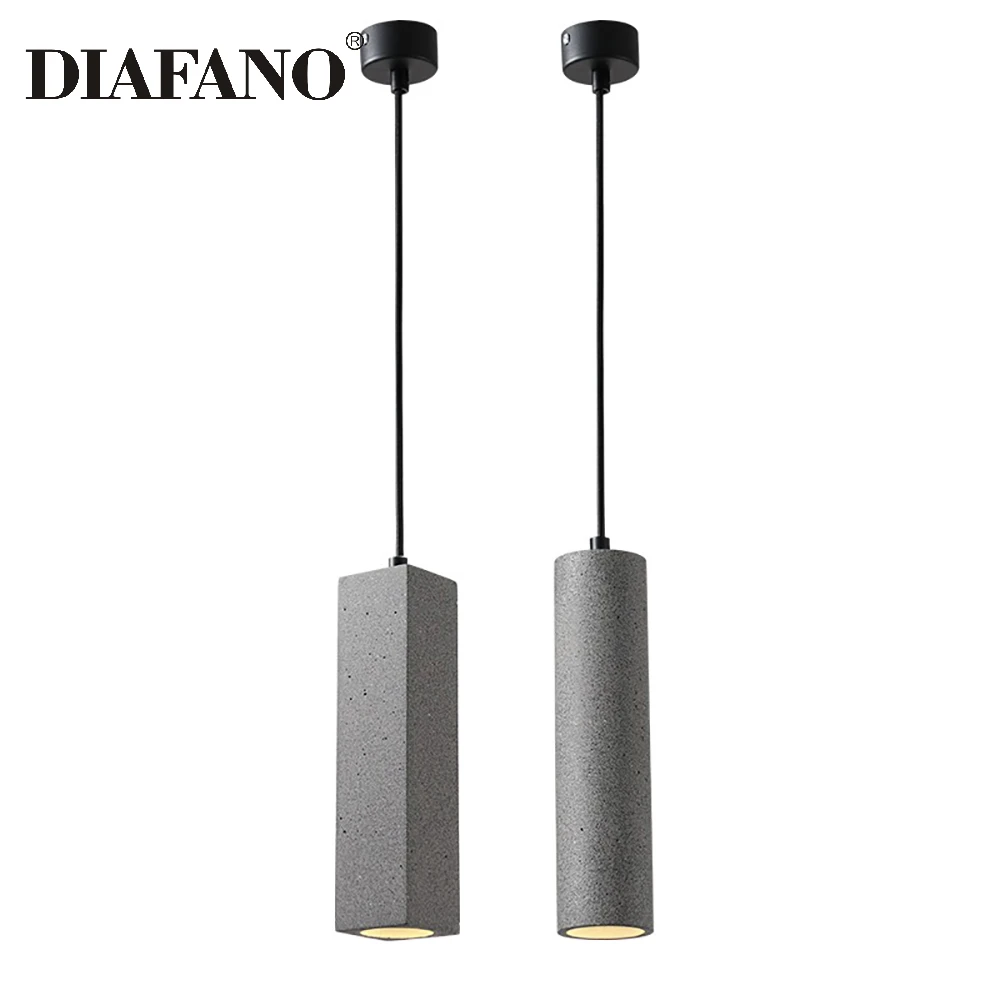 Stone Cement Concrete LED Pendant Lamp Long Tube Bar Living Room Kitchen Bedroom Decor Industrial Modern Hanging Lights Fixture