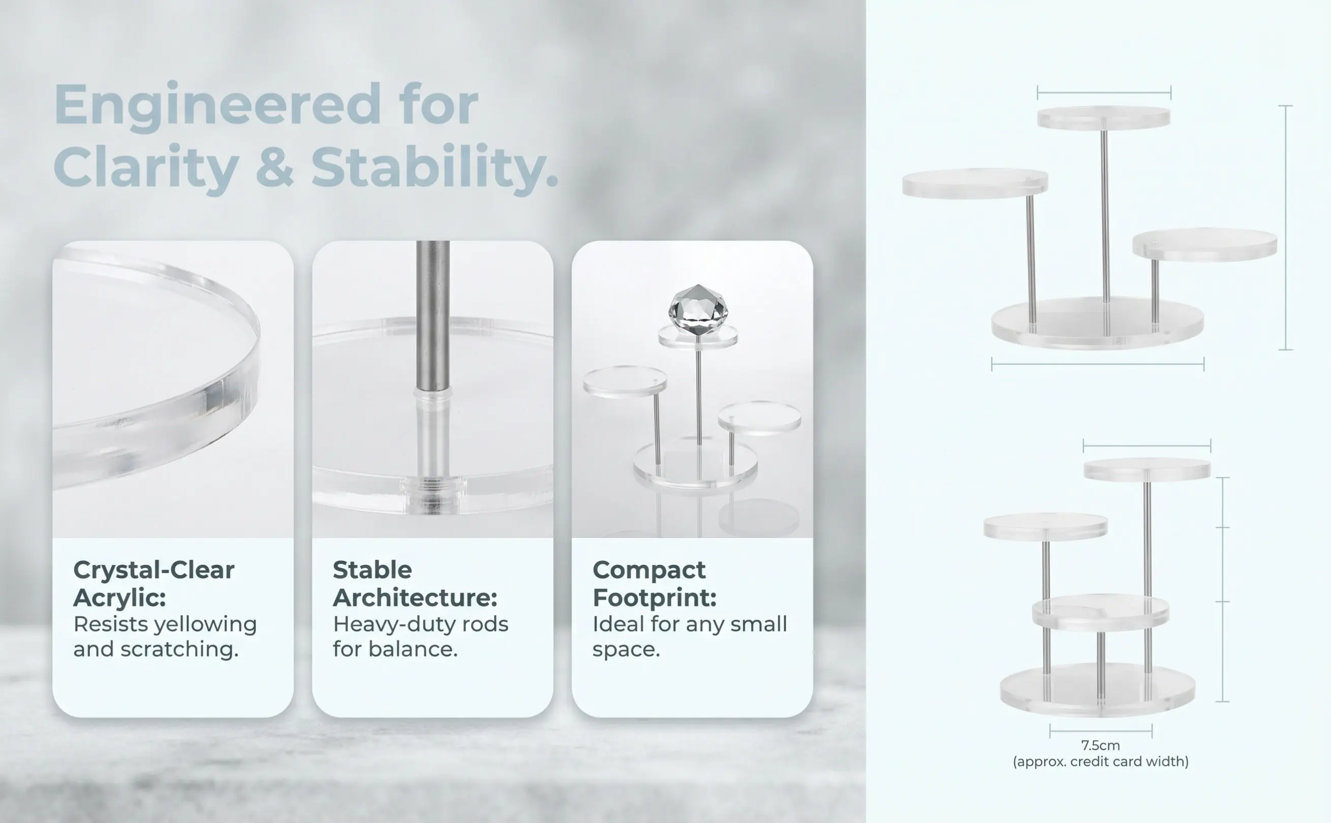 1Set Elegant Simple Jewelry Display Stand Set Ring Display Rack Earring Necklace Bracelet Object Stand for Retail
