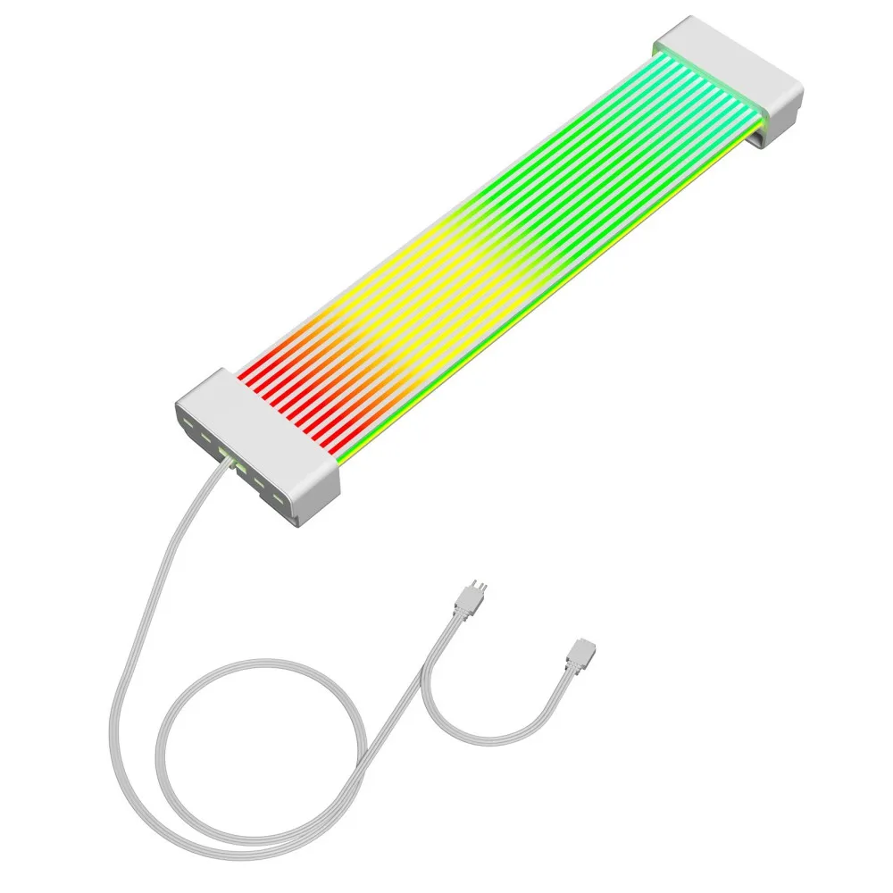 Black White 24Pin ARGB Light Board PSU Extension Cable ARGB Cover LED Motherboard Stripe Strimer 24Pin Silicone Light Strip