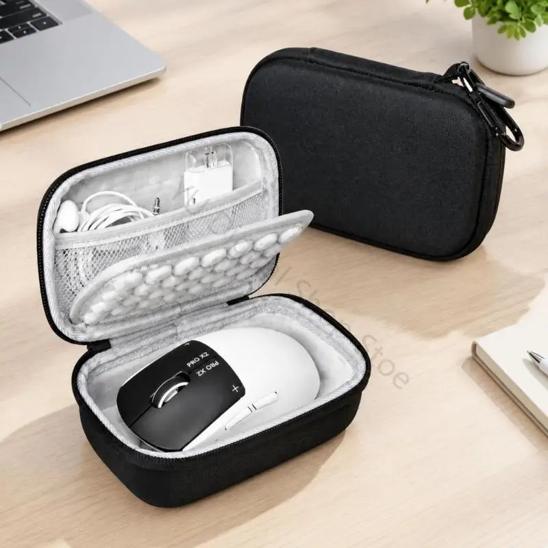 96BA Divided Mouse Case with Firm Outer Shell and Interior Accessory Pocket