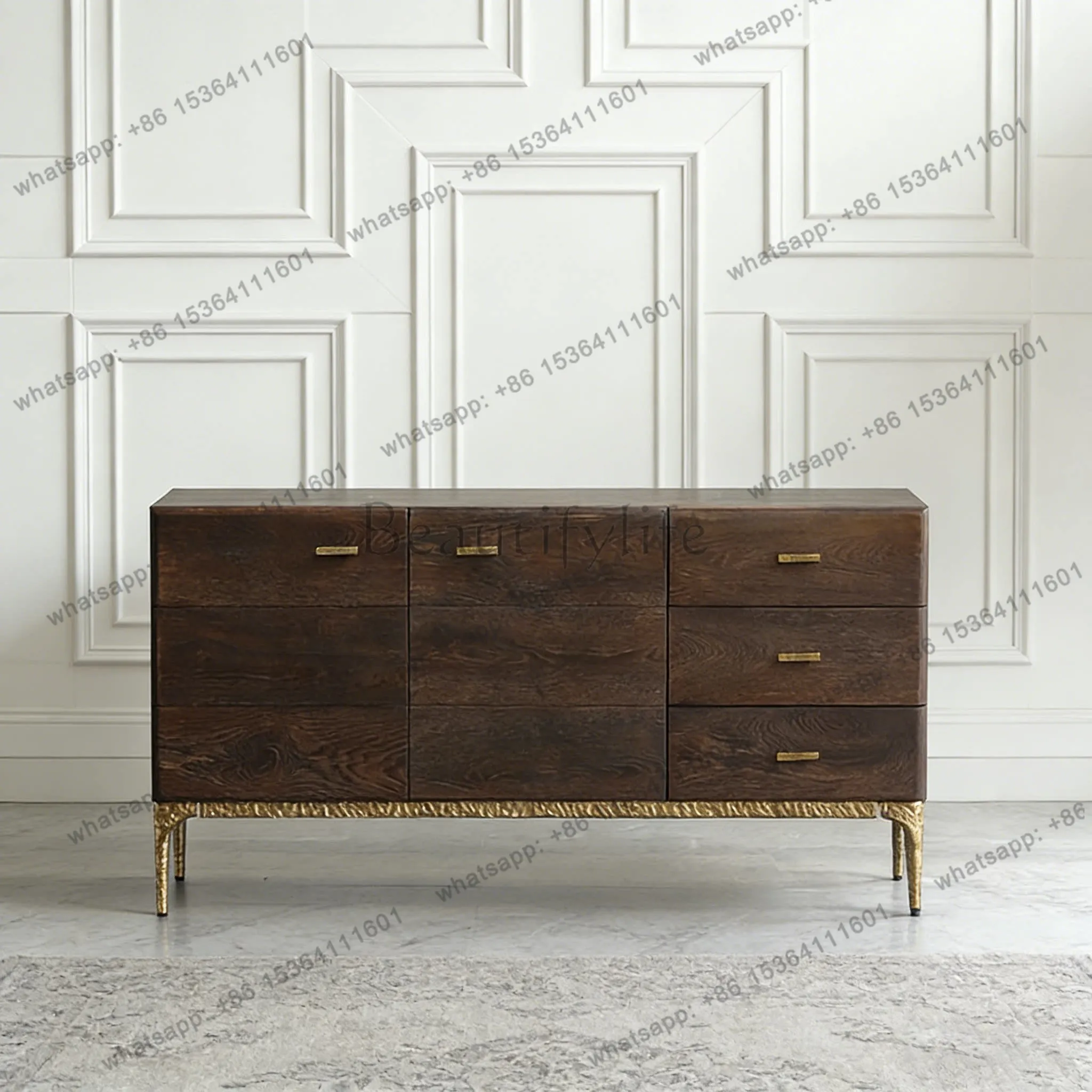 French oak YUZU side cabinet full solid wood living room TV retro chest