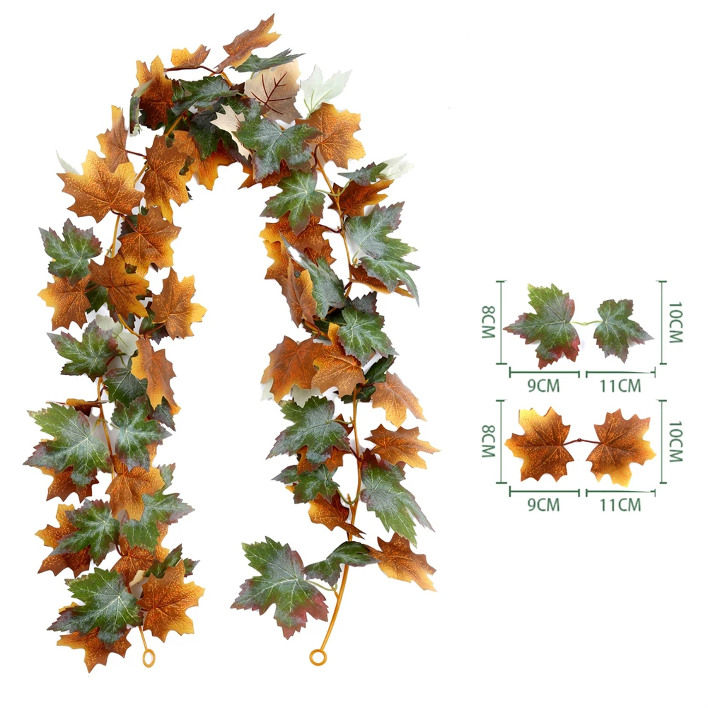 175cm Artificial Fall Maple Leaf Garland Fake Plants Autumn Decor Leaves Vine For Thanksgiving Halloween Festivals Wedding Decor