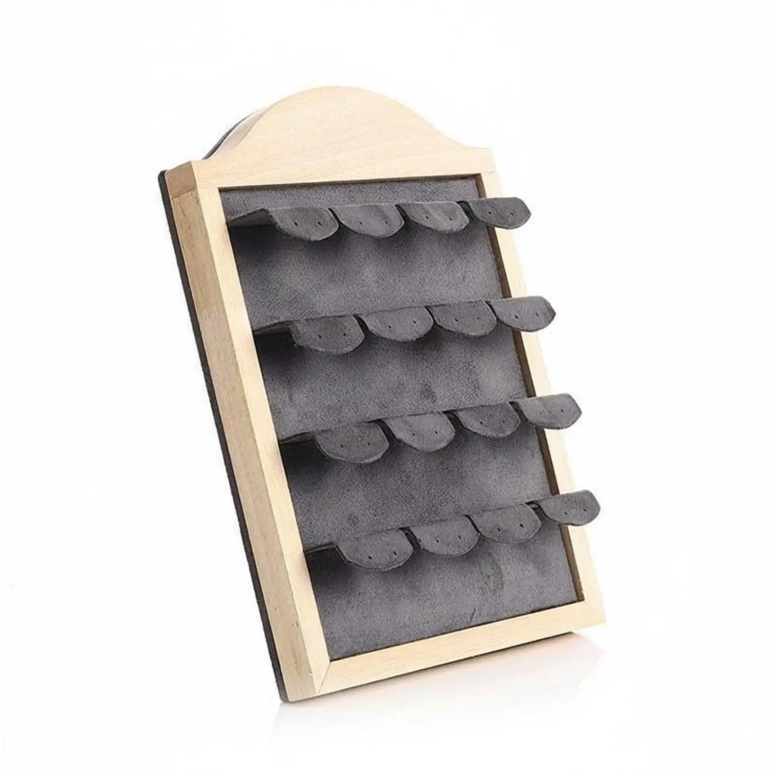 Jewelry Display Stand Organizer Velvet Lined Wooden Earring Rack for Boutique Jewelry Storage and Market Stall Presentation