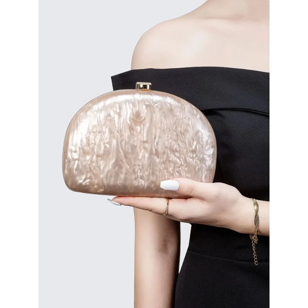 New Arrival Women's Semi - Circular Acrylic Evening Clutch, Hand - Carried or Shoulder-slung, Stylish for Weddings and Banquets