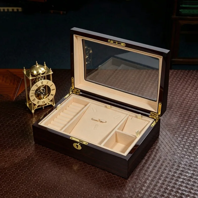 Luxury Jewelry Box Transparent Window Display Case Nordic Minimalist Baking Paint Storage Boxes Necklace Pendant Earrings Boxes