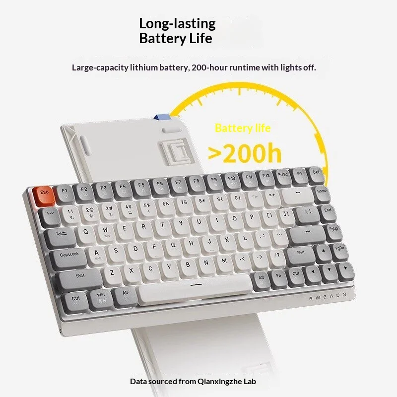 EWEAND Mk84 Mechanical Keyboard Low Profile Tri Mode Wireless Bluetooth Wired Thin White Portable Pbt Keycaps For Office Win Mac
