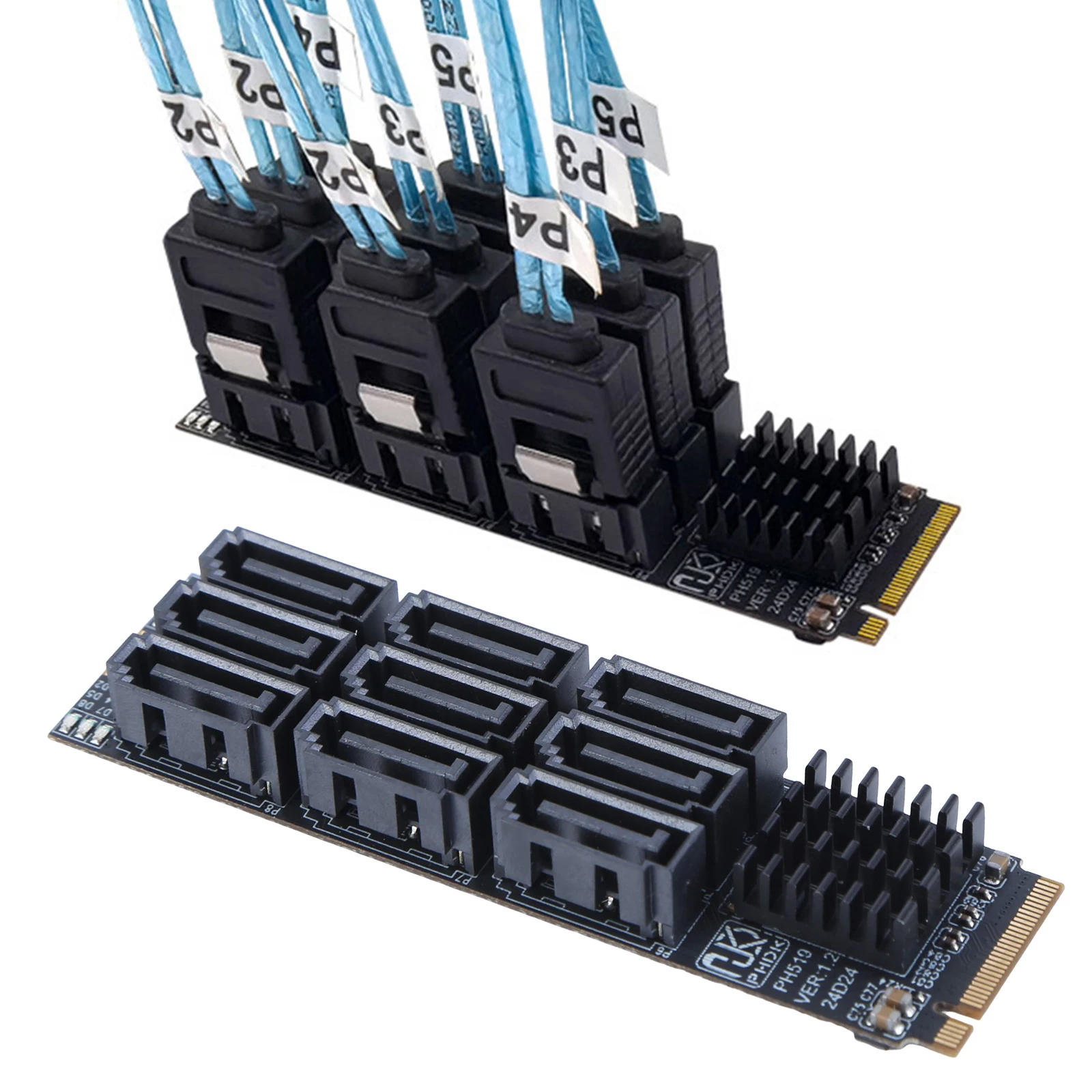 for M.2 for M KEY Nvme To 9 Ports SATA 3.0 Adapter PCIE 3.0 X2 Hard Disk Capacity for M.2 NVME To SATA 3.0 Converter for Desktop