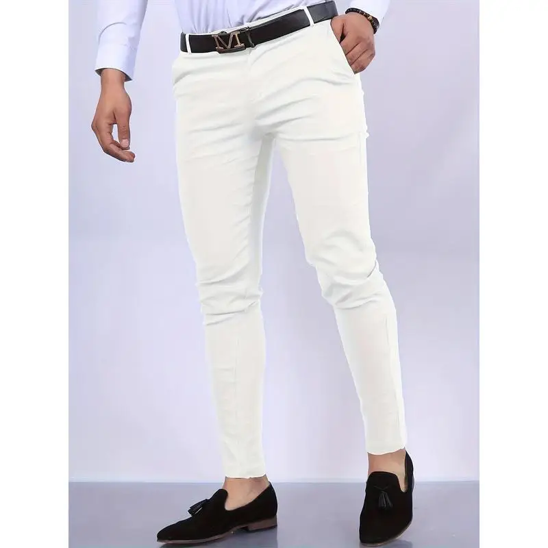Slim Elegant Casual Pants for Men Slightly Elastic Straight Leg Neutral Style Summer Collection Fashionable Comfortable Fit
