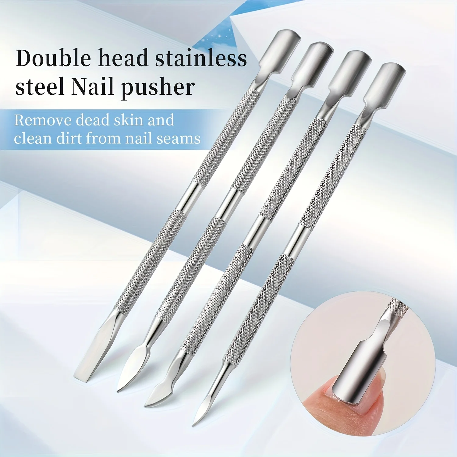 4Pcs Cuticle Pusher Set, Gel Nail Remover Tool, Professional Cuticle Trimmer, Dead Skin Remover, Manicure & Pedicure Tool
