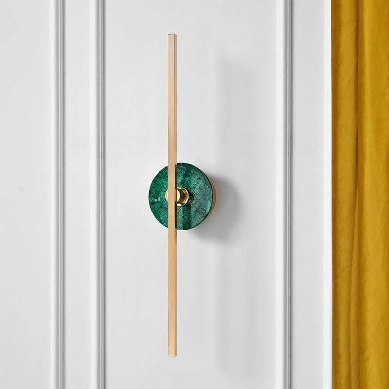 Light Luxury Copper Marble Wall Lamp Designer Minimalist Long Strip Sconces Parlor Bedroom Bedside Delicate Artistic Decoration