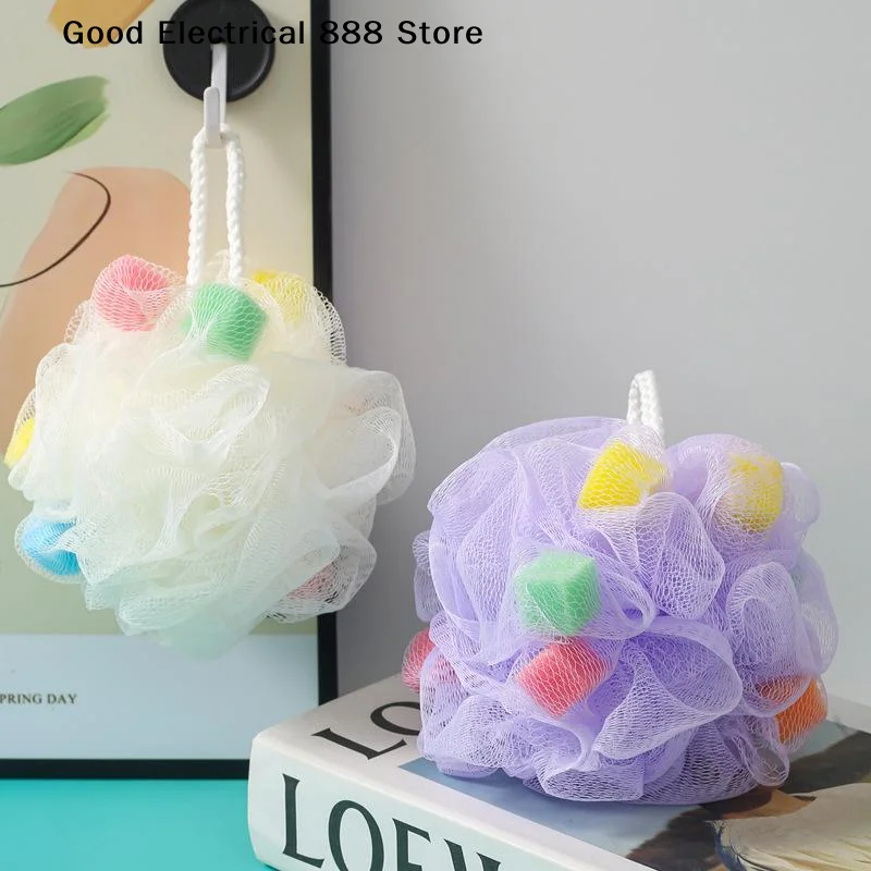 G1Pcs Large Bath Balls Color Blocking PE Soft Scrubbing Bubble Net 5 Colors Bath Flower For Relaxing Bath Time