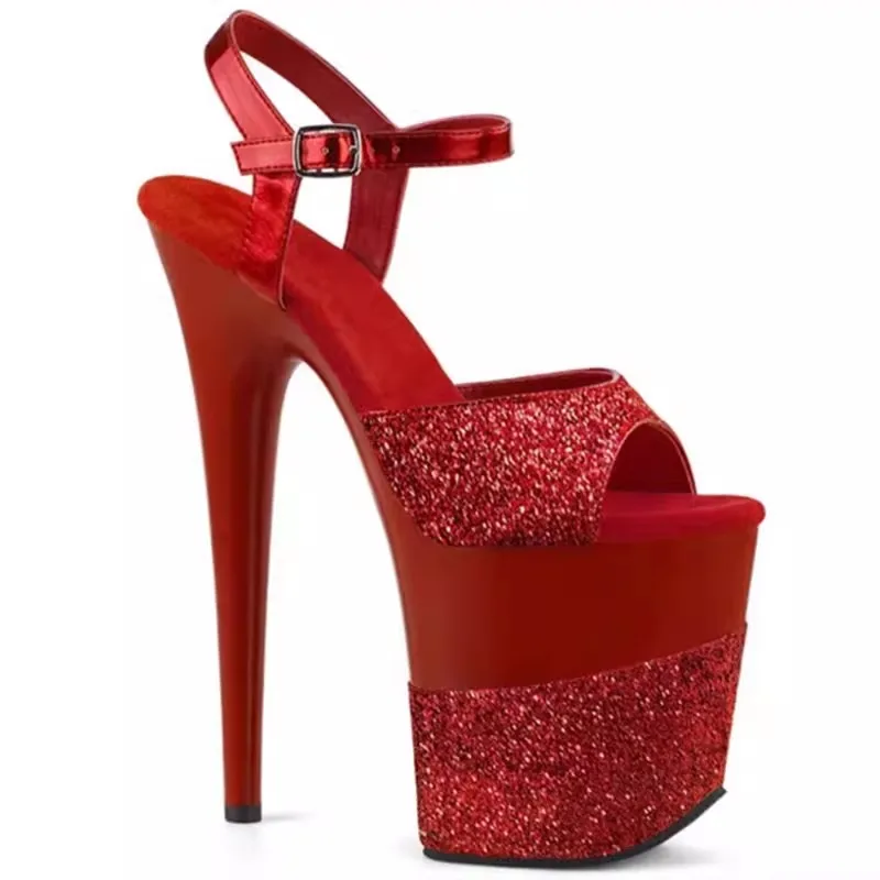 New 20CM matte paint color matching high heel sandals big fish mouth pole dance shoes hot selling women's shoes 1K