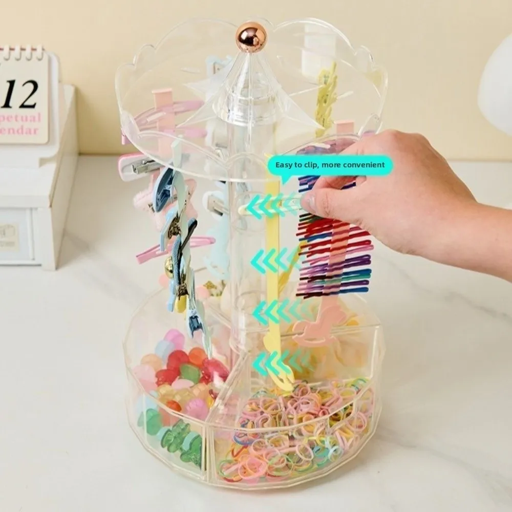 360 Degree Rotating Earring Display Stand Dustproof and Moisture-proof Transparent Plastic Hair Accessory Storage Box Durable