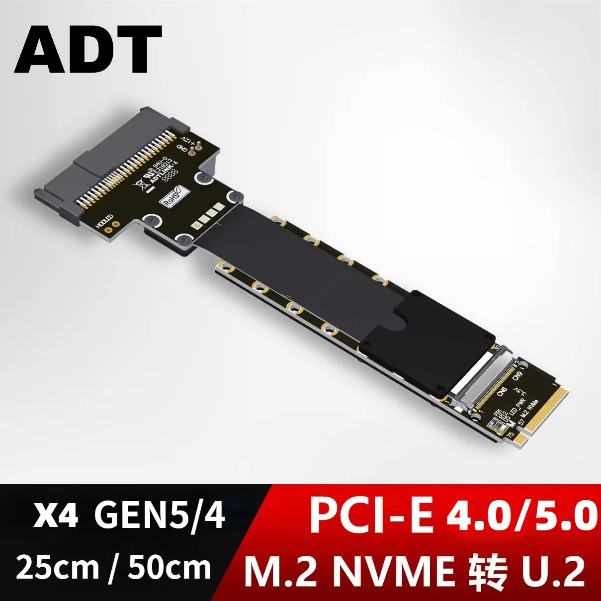 ADT F47SF 5.0 M.2 NVMe To U.2/U.3/E1.S/E3.S SSD Extension Cable Solid State Drive PCIE 5.0 X4 U.2 NVMe SSD Card To M.2 NVMe Slot