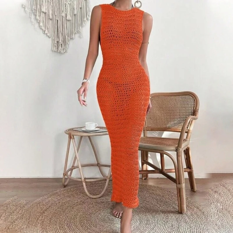 Womens Beach Dress Long Dress Sleeveless Dress Beach Cover Up for Beachwear