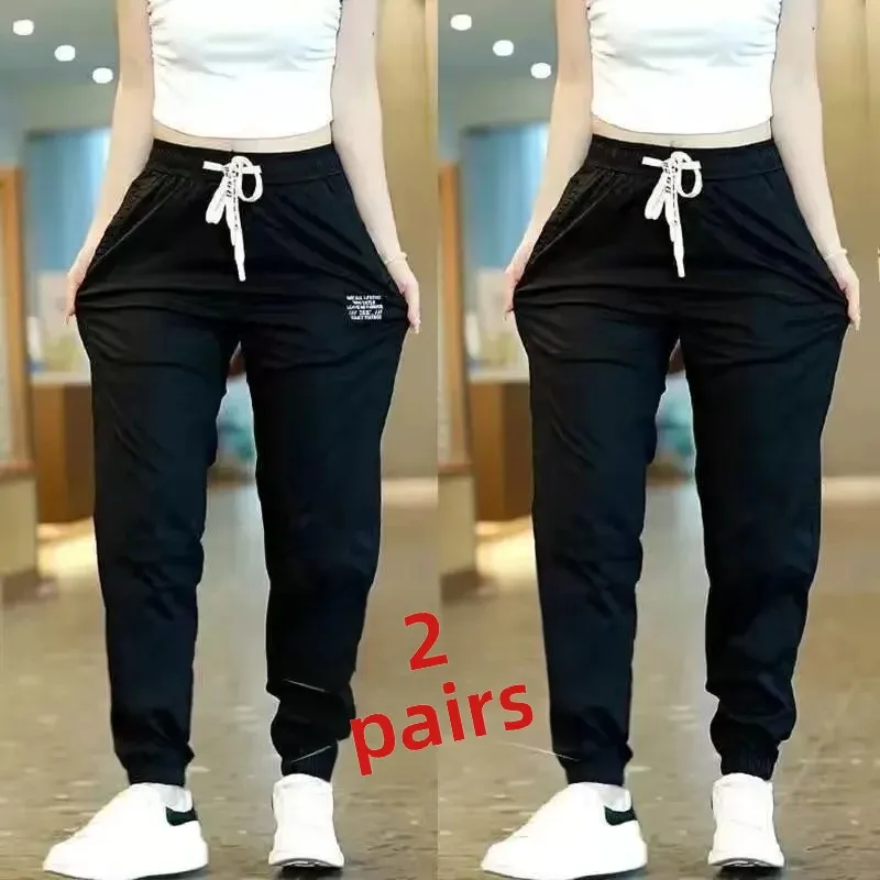 American Retro Casual Trousers Men's Spring Autumn Thin Loose Work Pants Elastic Waist Polyester Fiber Breathable Quick Dry W...