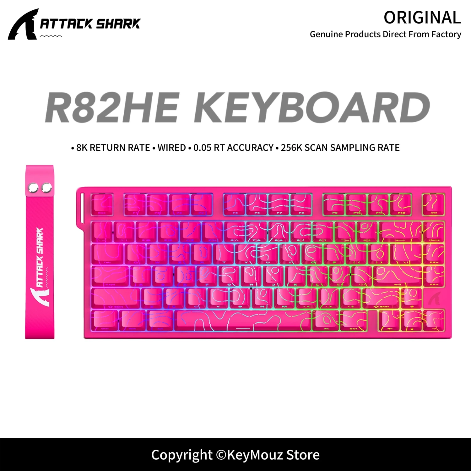 ATTACK SHARK R82HE 75% Magnetic Axis Gaming Keyboard with RGB Backlight and Web Driver 0.005mm RT Accuracy 8000Hz Polling Rate
