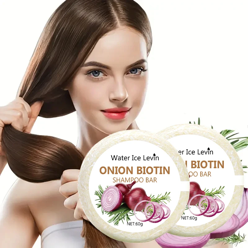 Onion Biotin Shampoo Bar. Strengthens Hair, Repairs Split Ends, Removes Dandruff. Pure Natural Care. 60g.