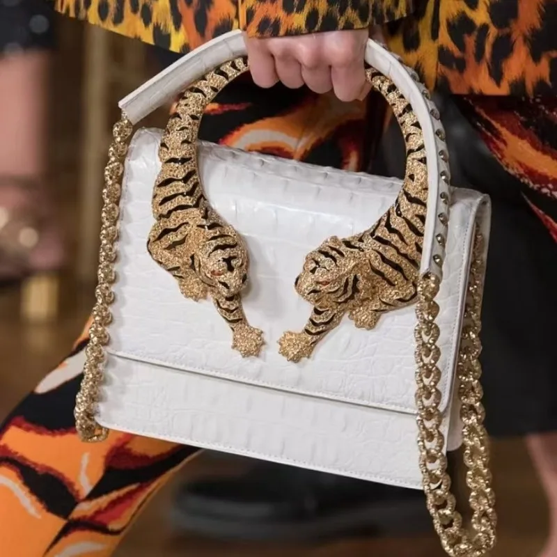 Chic Handbags For Women In Genuine Leather, By Luxury Brand With Decorative Elements, Timeless And Versatile Accessory