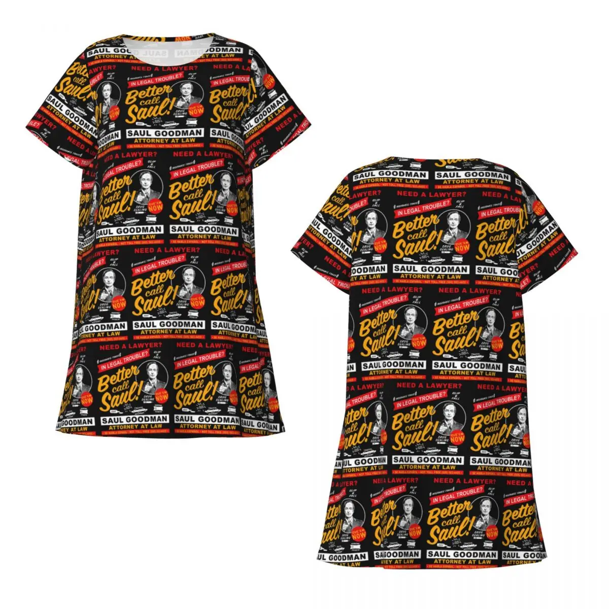 Custom Need A Lawyer Then Call Saul Dk Short Sleeves Nightdress For Sleepshirts Women Short Sleeve Nightgowns Loose Pajama Dress
