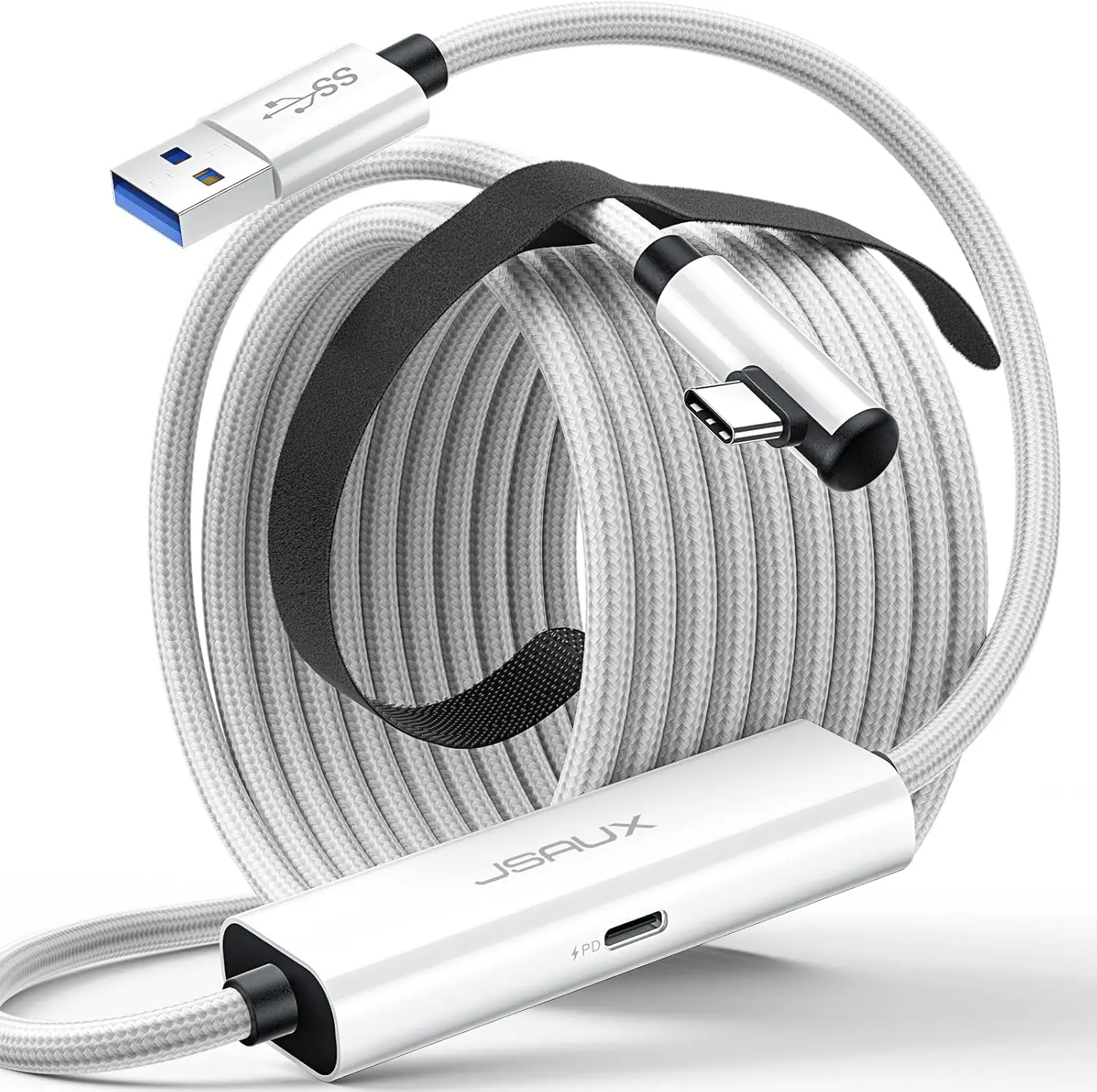 Link Cable with Charging 16ft for Oculus Meta Quest 3S/ 3/Pro and Pico 4, PC VR, 2-in-1 USB3.0 to USB-C Data Cord for VR Headset