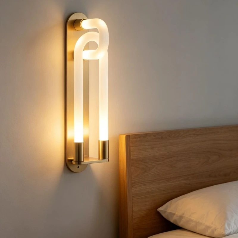 Nordic Minimalist Wall Lamp Modern Designer Creative Long Strip Light Living Room Bedroom Background Wall Light Bedhead LED