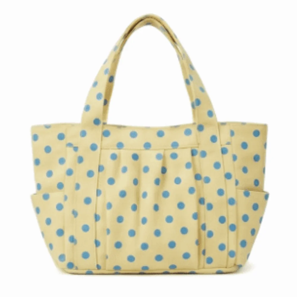 Versatile Sweet Polka Dot Shoulder Bag Canvas Polyester Handbag Soft Lightweight Large Capacity Shopping Bag Travel
