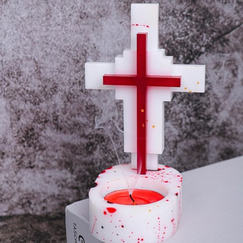 Unique Crucifix Holder Molds for Resin Epoxy Casting Mold for DIY Candlestick Jewelry Tray Wedding Home Table