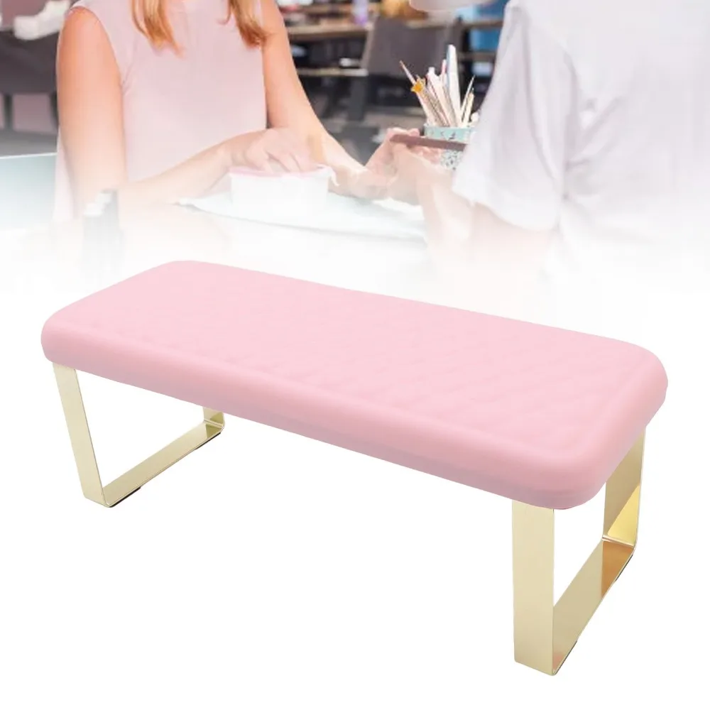 Non-Slip Base Nail Arm Rest Ergonomic Height Soft Cushioned Pad Manicure Hand Rest Massage Memory Foam Real Microfiber Leather