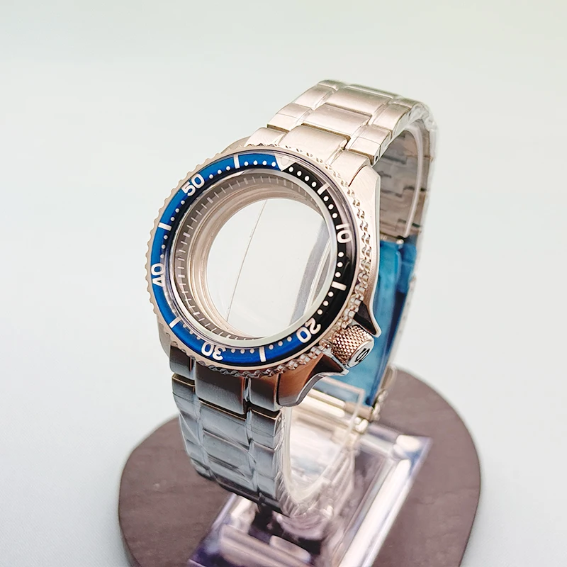 Customized 42mm SKX007 Watch Case with Strap Flat Sapphire Glass Fit for NH35 NH36 4R 6R 7S Movement 28.5mm Dial Men Watch Case