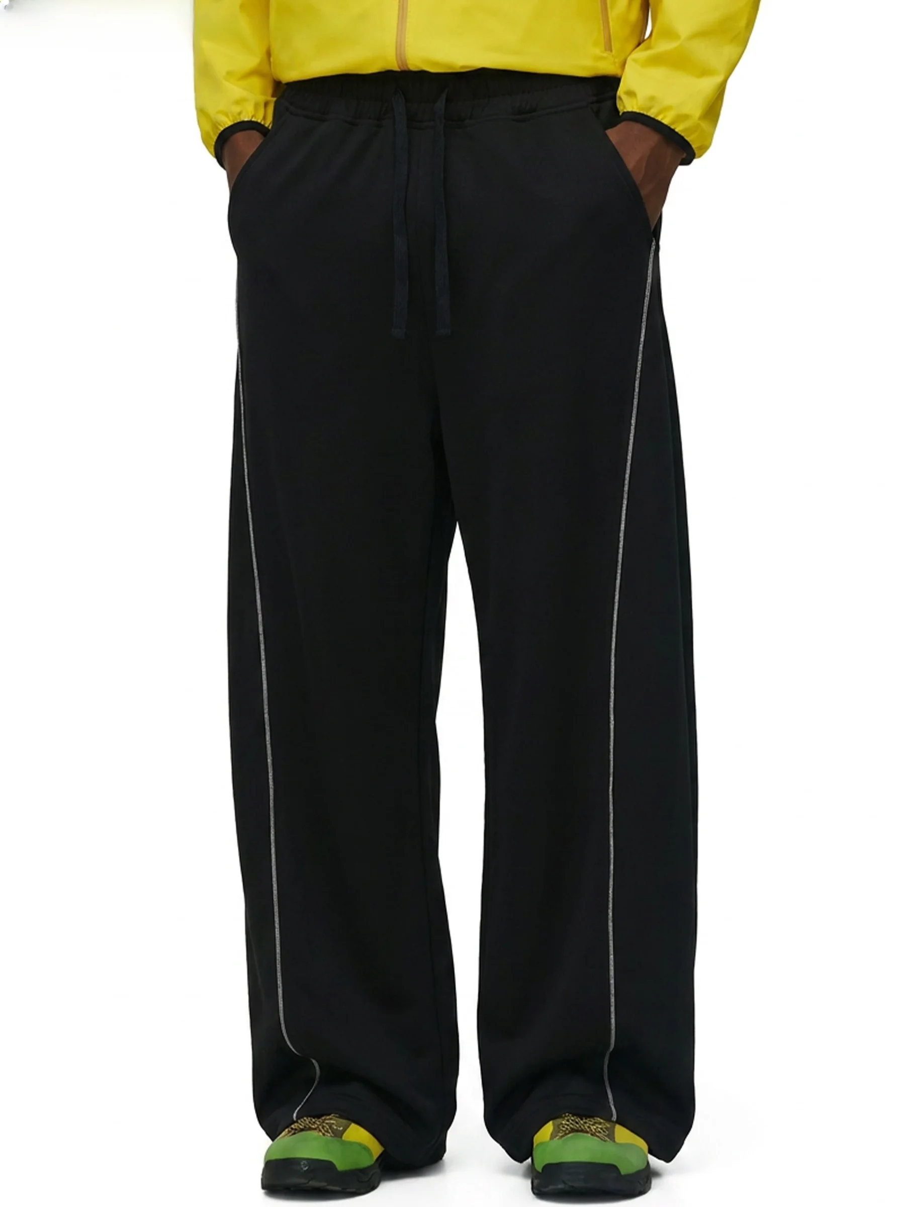 American Style Casual Loose Fit Men's Long Pants Elastic Waist Straight Leg Spring Autumn Cotton Polyester Blend