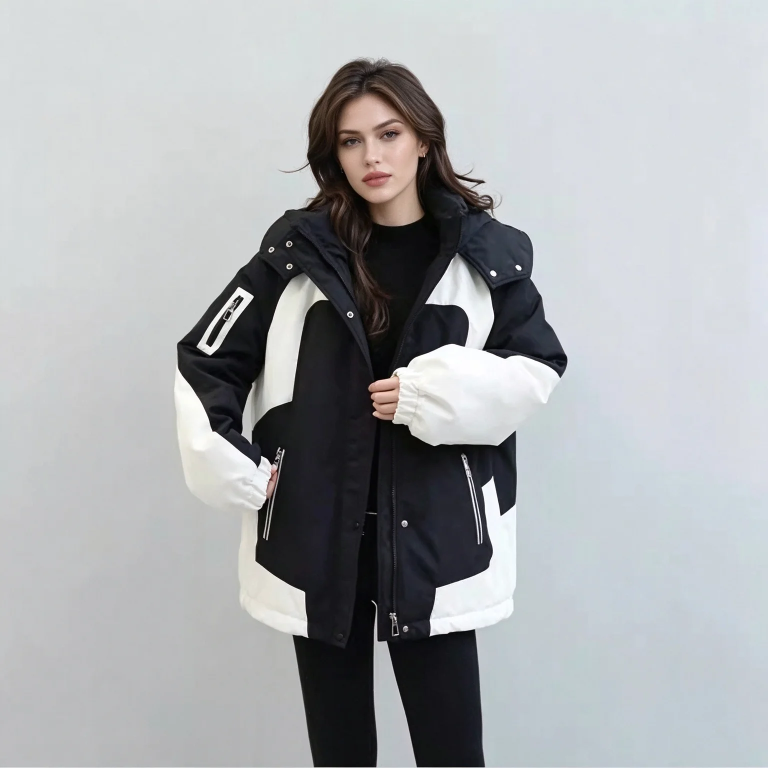 Utility Women's Padded Jacket Zip Up Loose Outdoor Camping Hiking Trendy Fashion Warm Soft New Hot Luxe Chic Cozy Fad Outwears