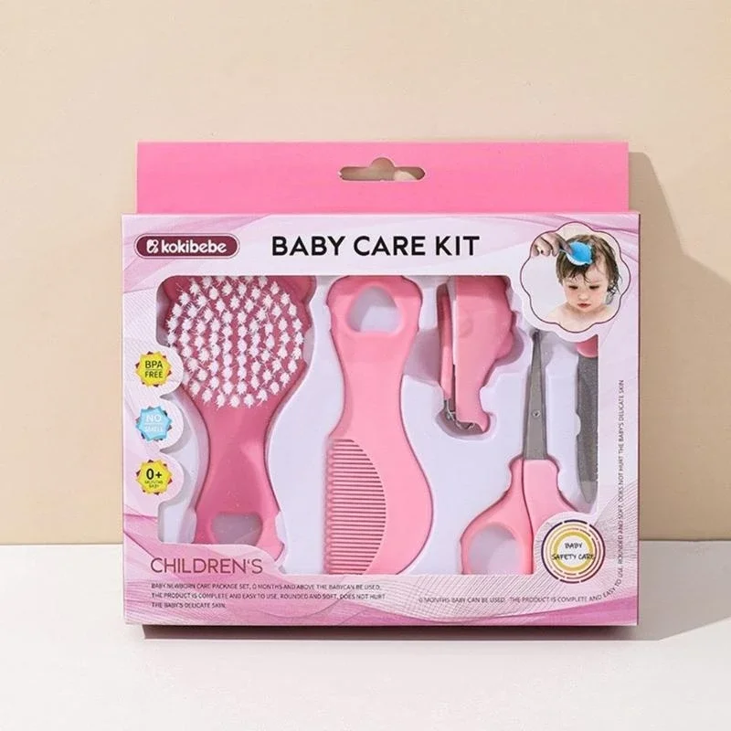 5 Piece Grooming Set Cartoon Design Gentle Hair Brush Safe Baby Care Essential Kit Bristle Soft Infant Comb