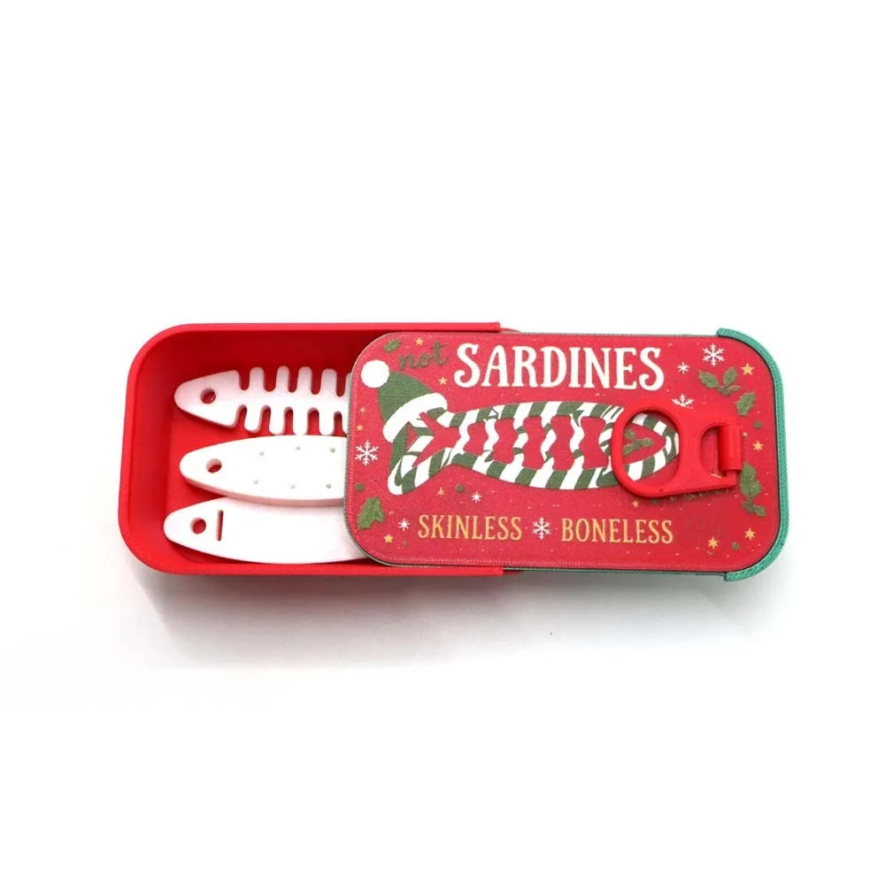 PLA 3D Printed Sardine Box Lightweight Portable Sliding Lid Travel Case Innovative Eco Friendly Fish Bone Earring Holder