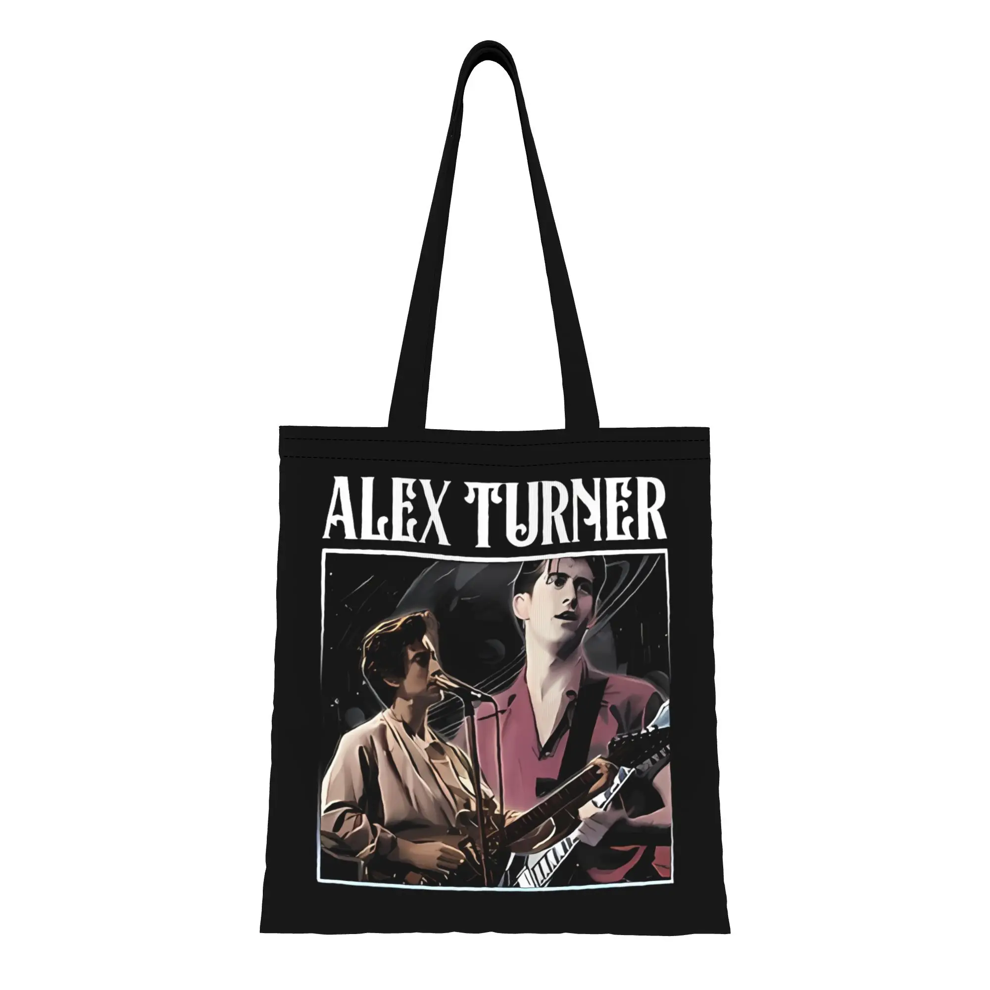 Alex Turner Music Band 90S 80S Canvas Tote Bag Perfect for Shopping Grocery Travel Outdoor Heavy Duty Shoulder Handbag