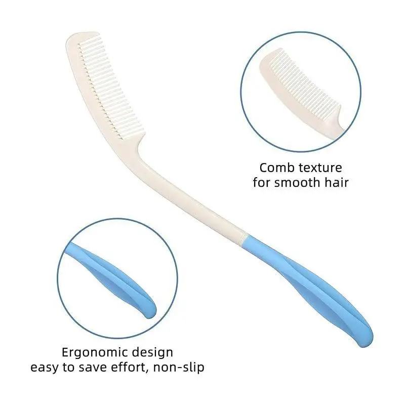 Creative Long Handle Hair Brush Comb Set Portable Practical Finishing Styling Tool For Hand Inconvenient Disabled