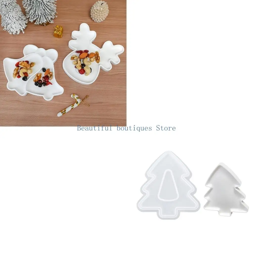 U4LF Large Christmas Epoxy Sturdy Resin Tray Mold Flexible Silicone Materials Suitable Accessory for Various Craft Creation