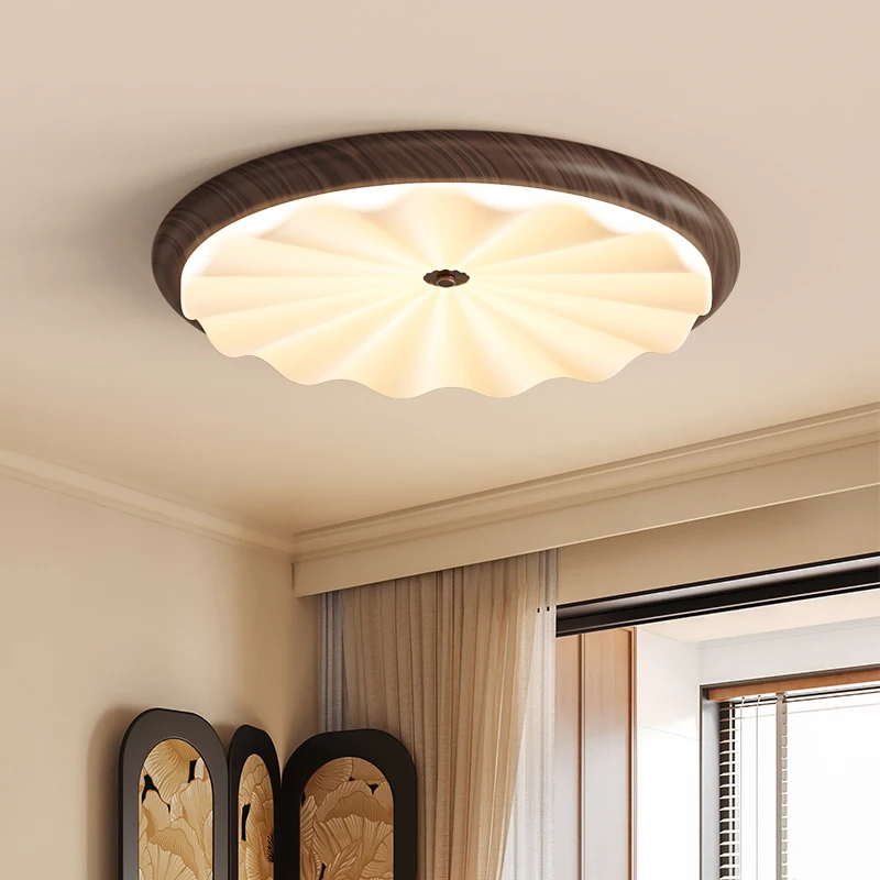 2025 New Bedroom Ceiling Light Retro Living Room Study Full Spectrum Ceiling Lamp Walnut Color Home Decor Lighting Fixture