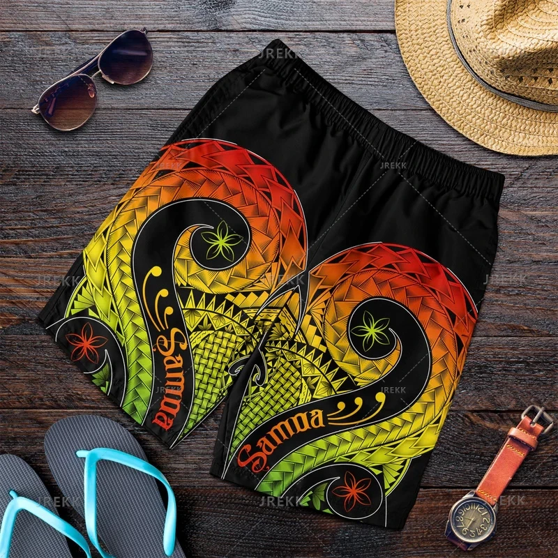 New Harajuku 3D Polynesian Samoa Printing Beach Shorts For Men Fashion Streetwear Board Shorts Unisex Cool Swimming Shorts Pants