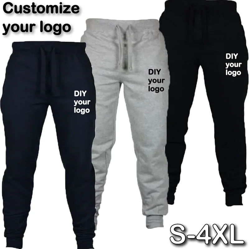 DIY customizes your logo for men's slim fit casual pants, sports pants, autumn and winter women's fitness sweatpants