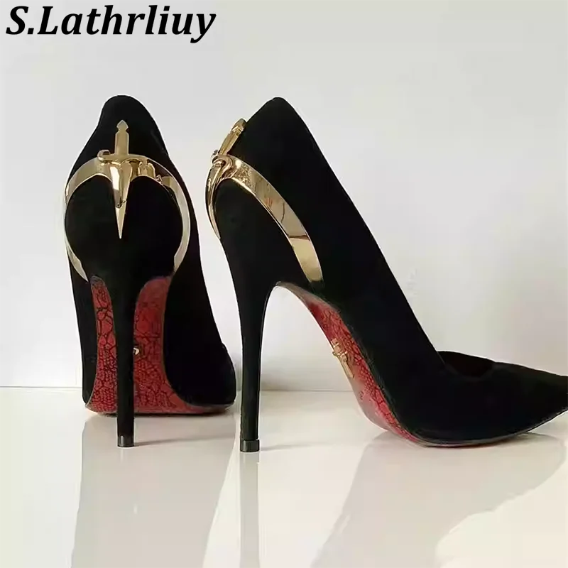 Genuine Leather Super High Heels Single Shoes Women Shallow Mouth Sexy Party Banquet Shoes Summer Gladiator Temperament Pumps