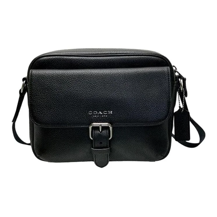COACH Hudson Pebbled Leather Crossbody Bag, Shoulder Bag Medium Men's Black C5399-QBBK