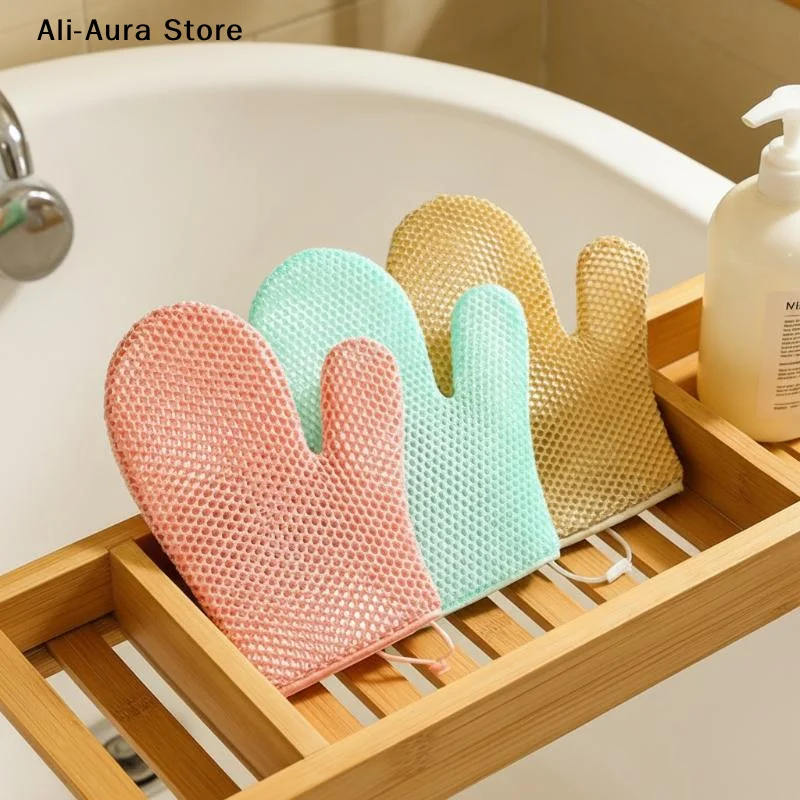 Honeycomb Exfoliating Shower Finger Caps Body Scrub Cleansing Bath Mitt Breathable Odorless Skin Care Tool Multi-Color